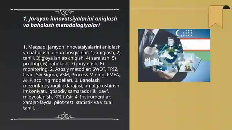 Jarayon innovatsiyalarini shakllantirish va rivojlantirish usullari 3