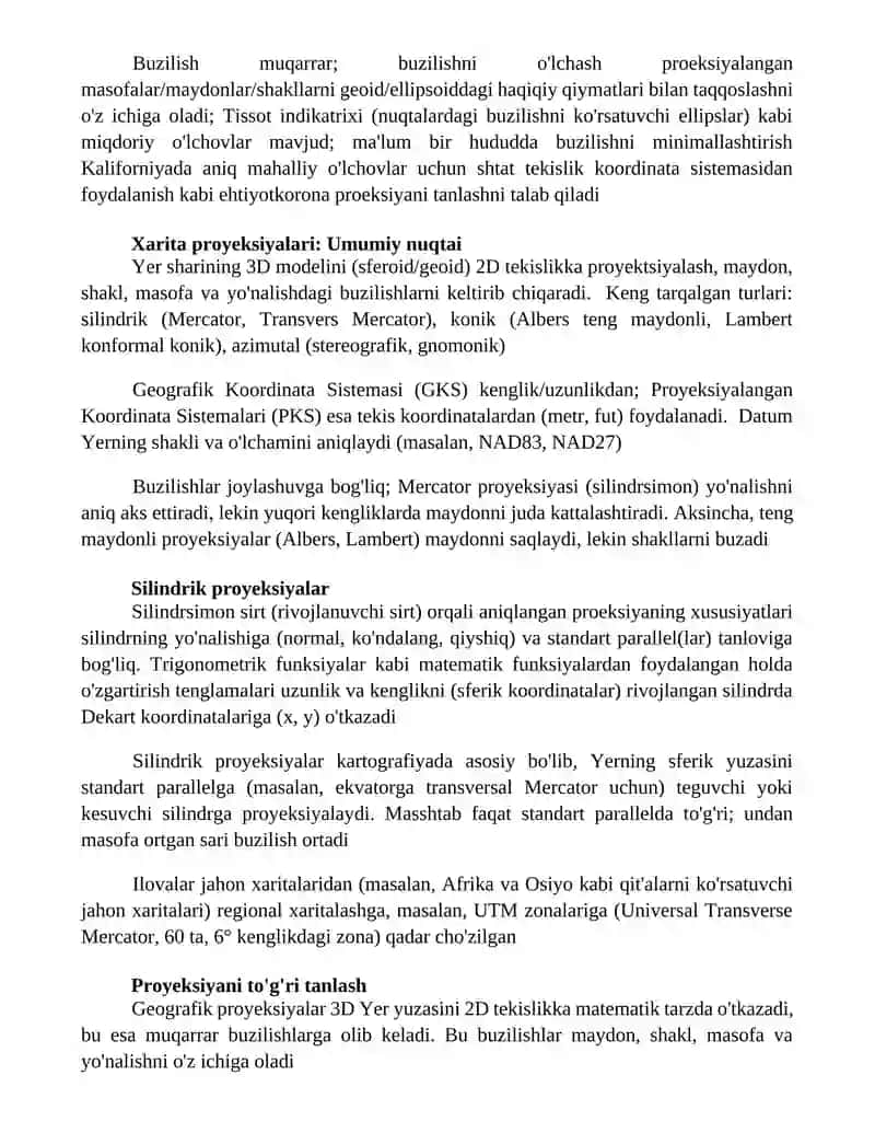 Kartografik proeksiyalarni aniklash 3