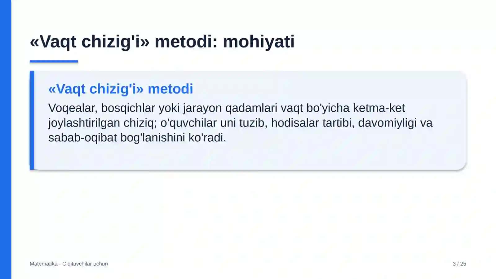matematika darslarida vaqt chizig'i metodidan foydalanish 6683 3