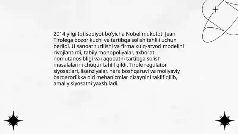 2014 Nobel mukofoti: Jean Tirole ga berilish sabablari 3