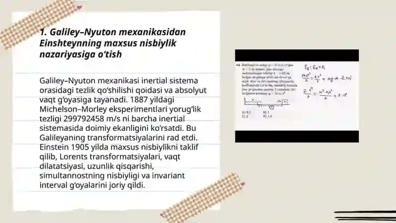 Mexanikada nisbiylik tuzatmalarini o‘rganish 3