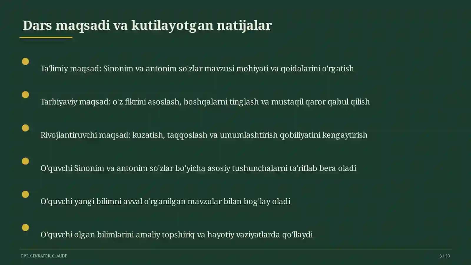 Sinonim va antonim so'zlar (3-sinf) 3