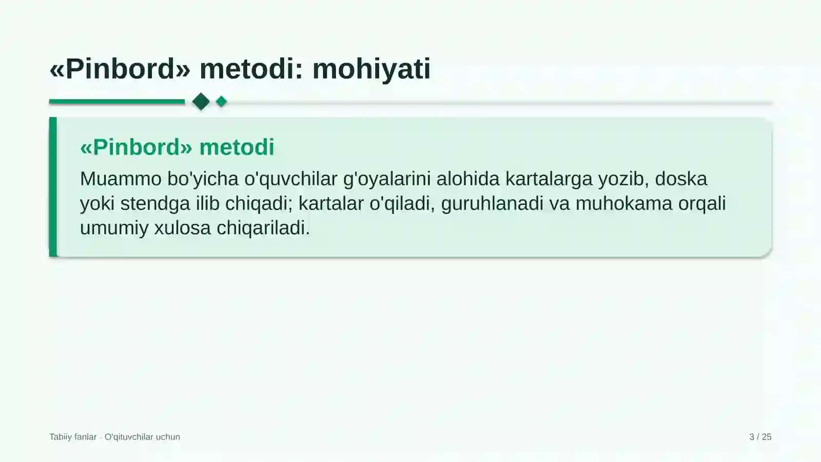 tabiiy fanlar darslarida pinbord metodidan foydalanish 7661 3