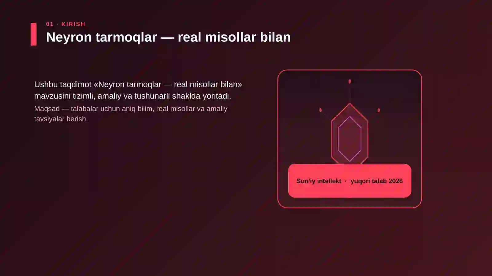 Neyron tarmoqlar — real misollar bilan 3