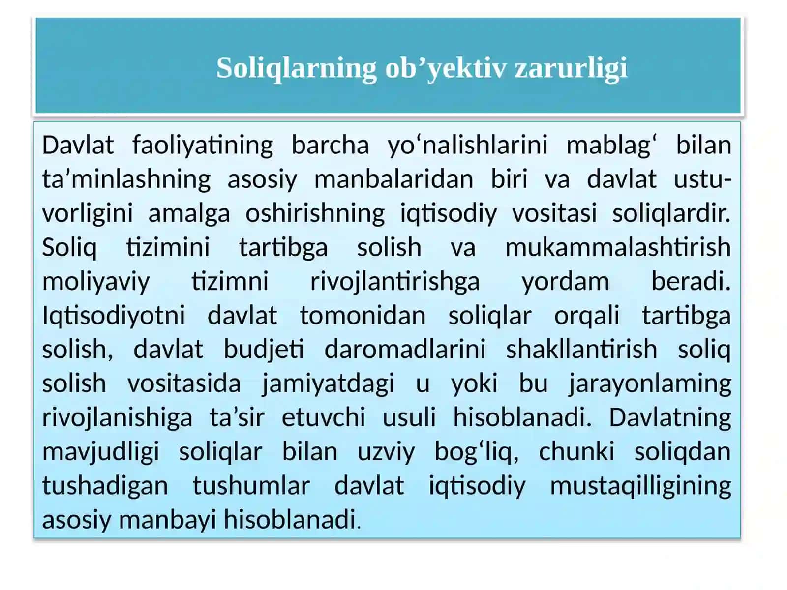 Soliqlarning iqtisodiy mohiyati va soliqqa tortish tamoyillari 3