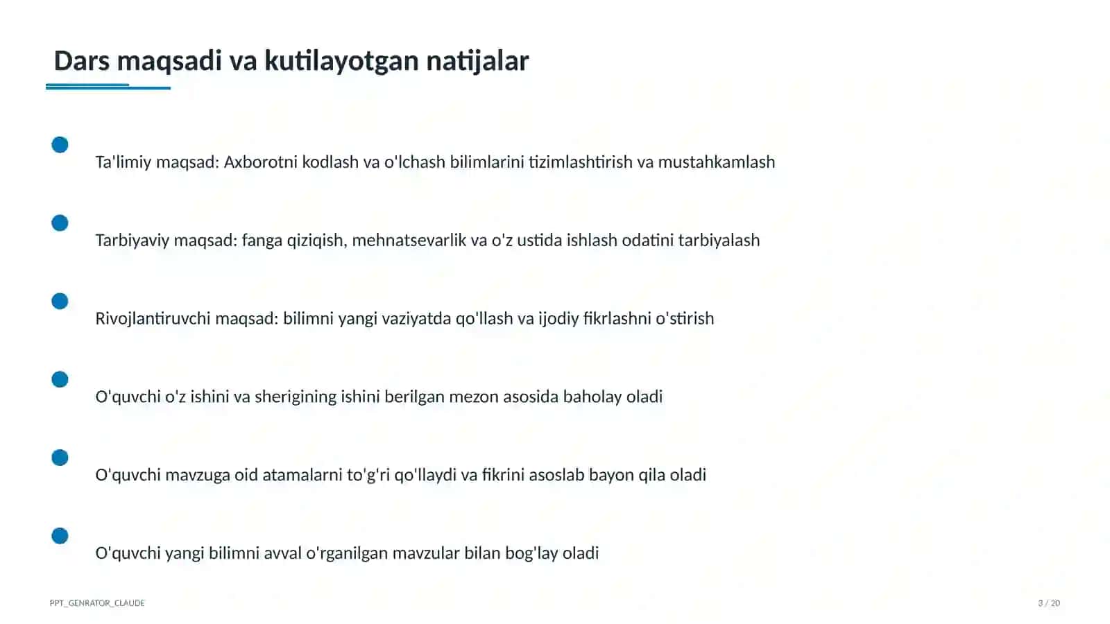 Axborotni kodlash va o'lchash (7-sinf) 3
