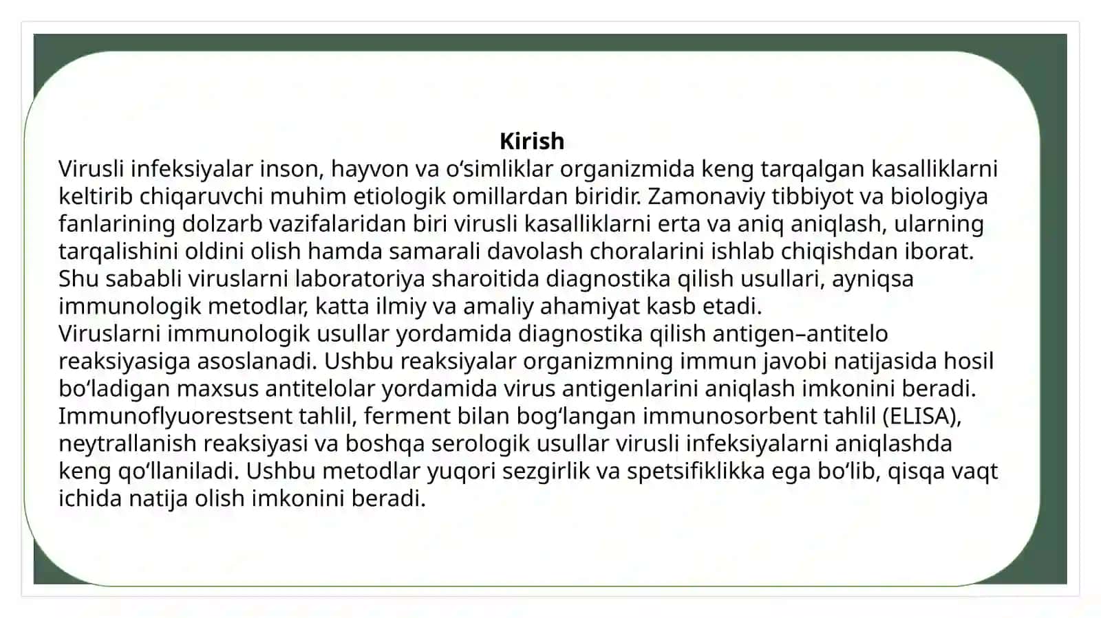 Viruslarni immunologik usullar yordamida diagnostika qilish.Hujayra va yadro kiritmalari Viruslarning umumiy tuzilishi 3