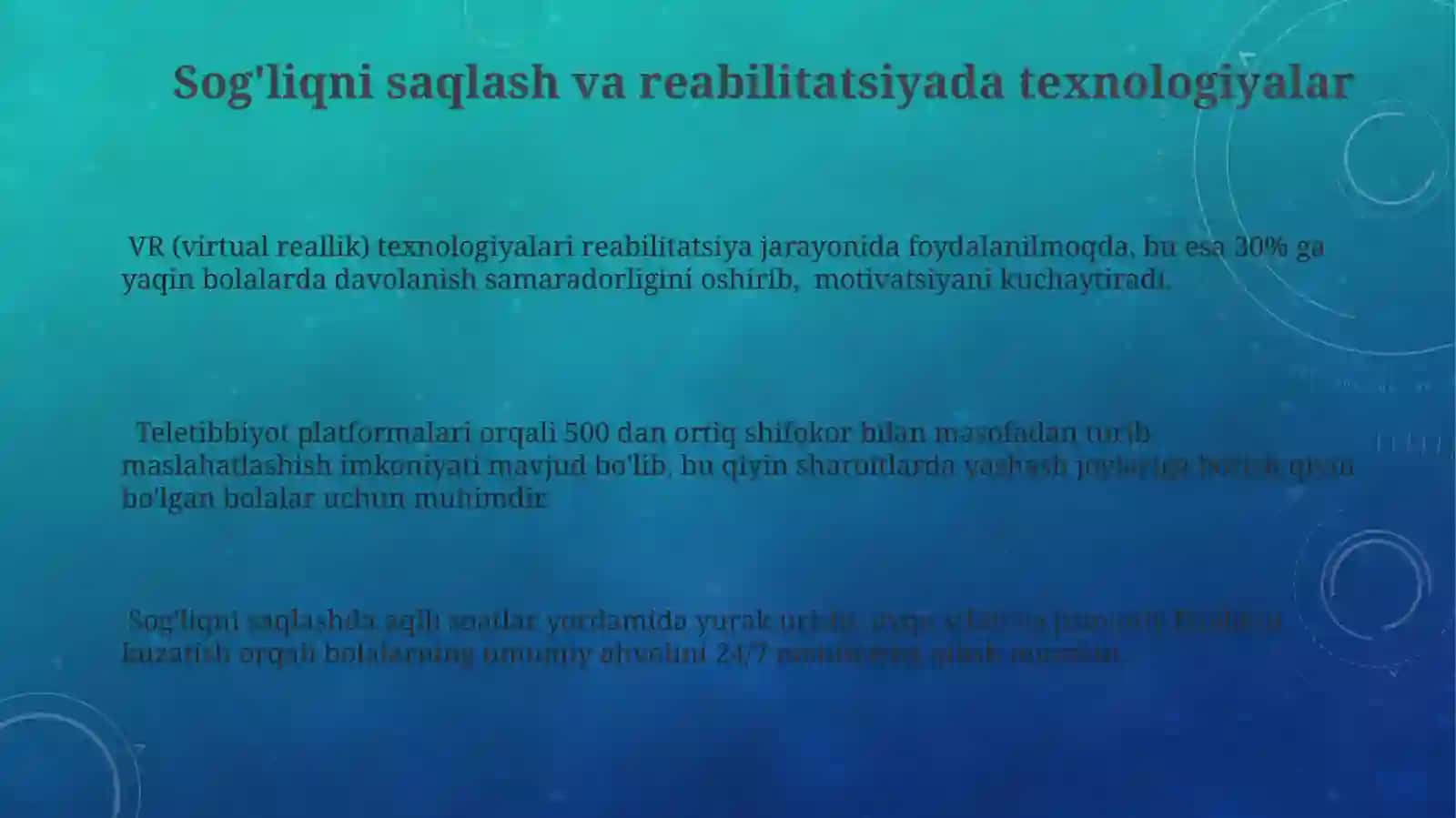 Sog'liqni saqlash va reabilitatsiyada texnologiyalar 3