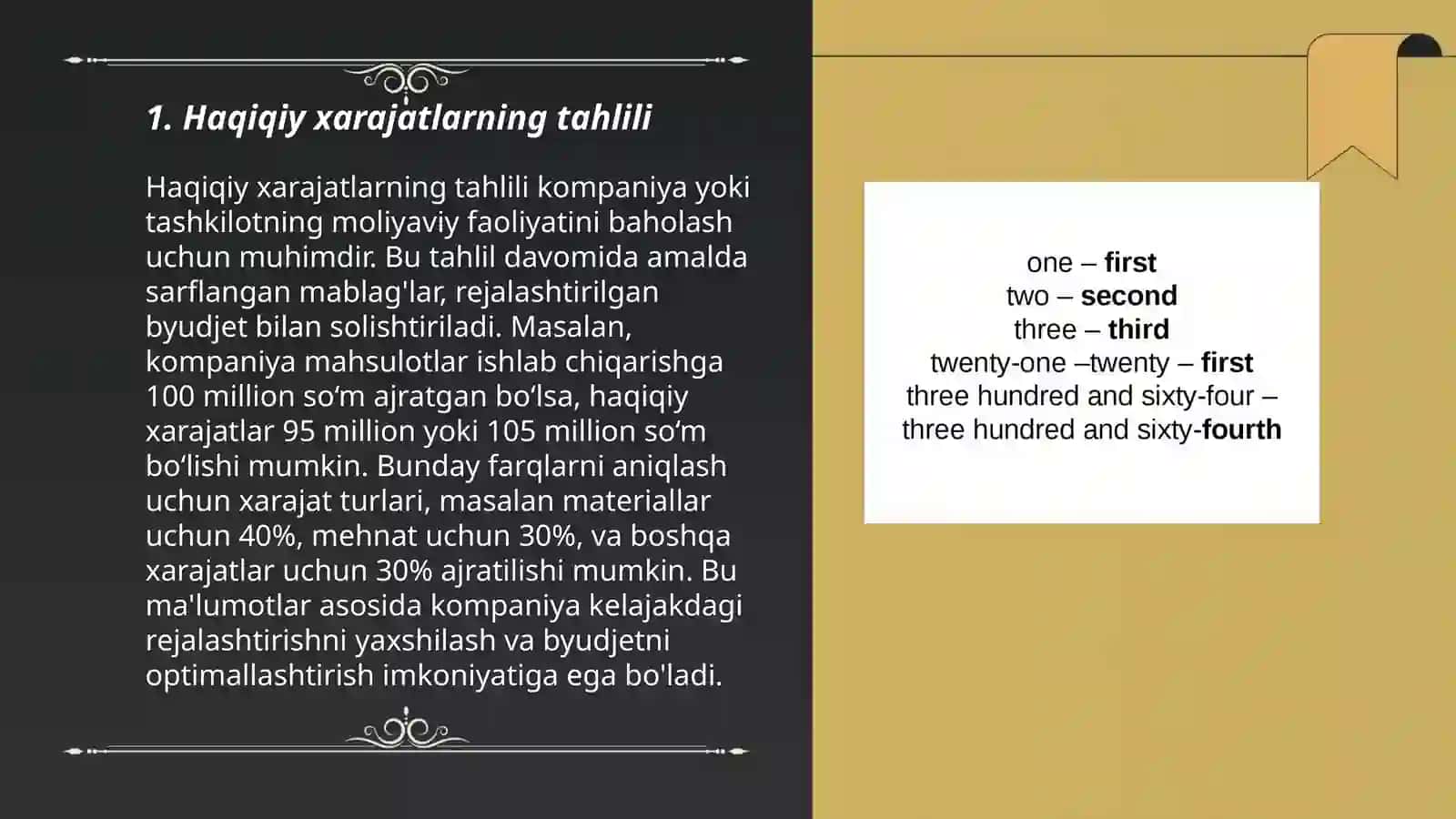 Haqiqiy va rejalashtirilgan xarajatlar 3