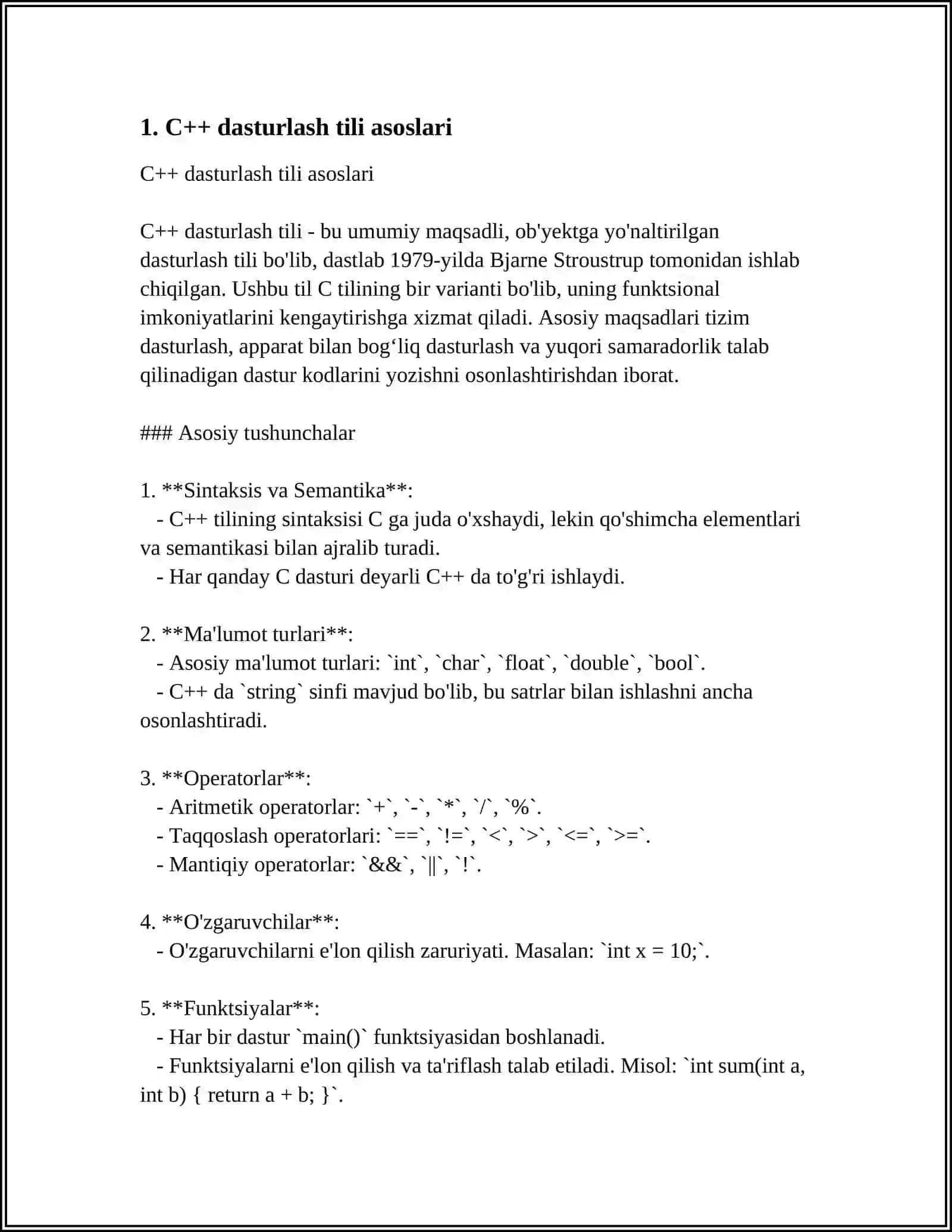 C++ dasturlash tili asoslari 3
