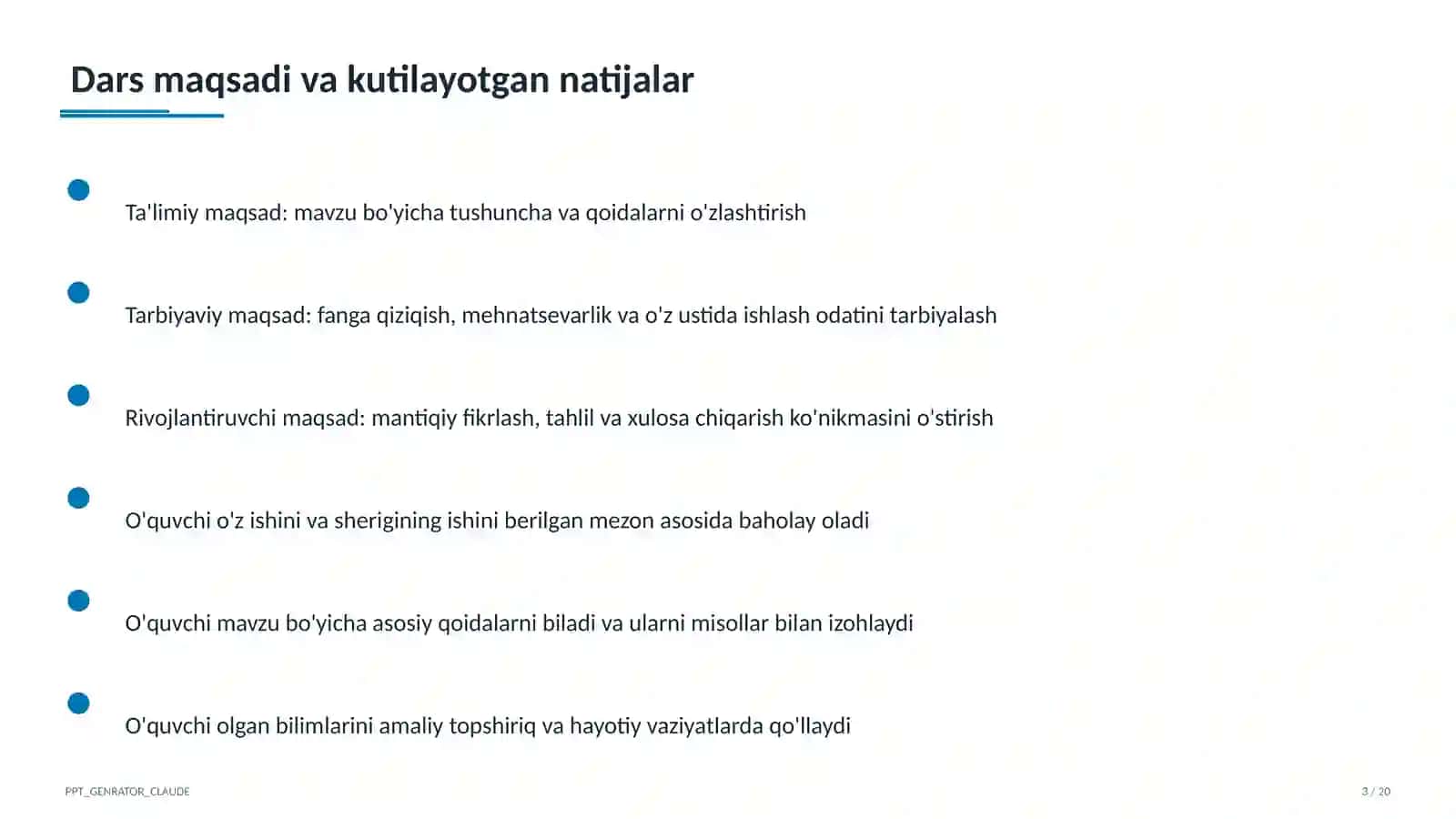 Huquq va iqtisodiyot asoslari (9–11) — ochiq dars uchun 3