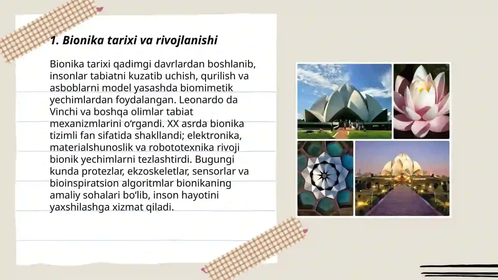 Bionika asoslari va uni inson hayotidagi oʻrni 3