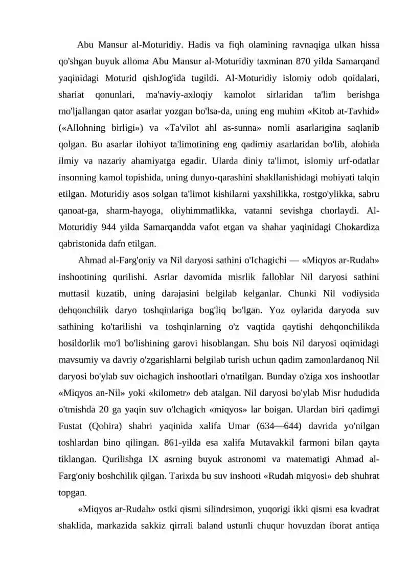 IX-XII ASRLARDA MAMLAKATIMIZ HUDUDIDA RO'Y BERGAN MADANIY UYG'ONISH (RENESSANS). BUYUK ALLOMALARNING JAHON SIVILIZATSIYASIGA QO'SHGAN HISSASI 3