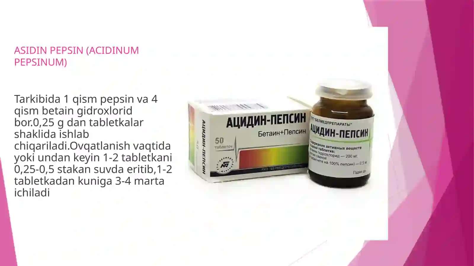 Hazm a’zolari tizimiga ta’sir qiladigan vositalarning farmakokinetikasi va farmakadinamikasiMe’da sekretsiyasiga ta’sir etuvchi vositalar va ularning o’rindosh preparatlari. 3