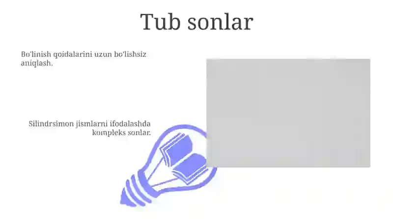 Tub va murakkab sonlar,sonlarning eng kichik umumiy karralisi va eng katta umumiy boʻluvchisi,murakkab songa boʻlinish alomatlari 3