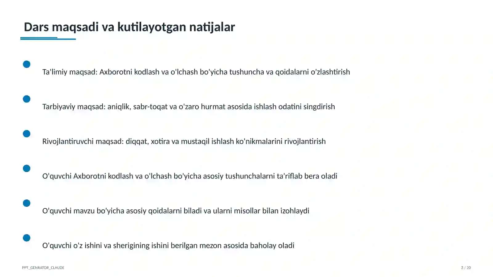 Axborotni kodlash va o'lchash (7-sinf) 3