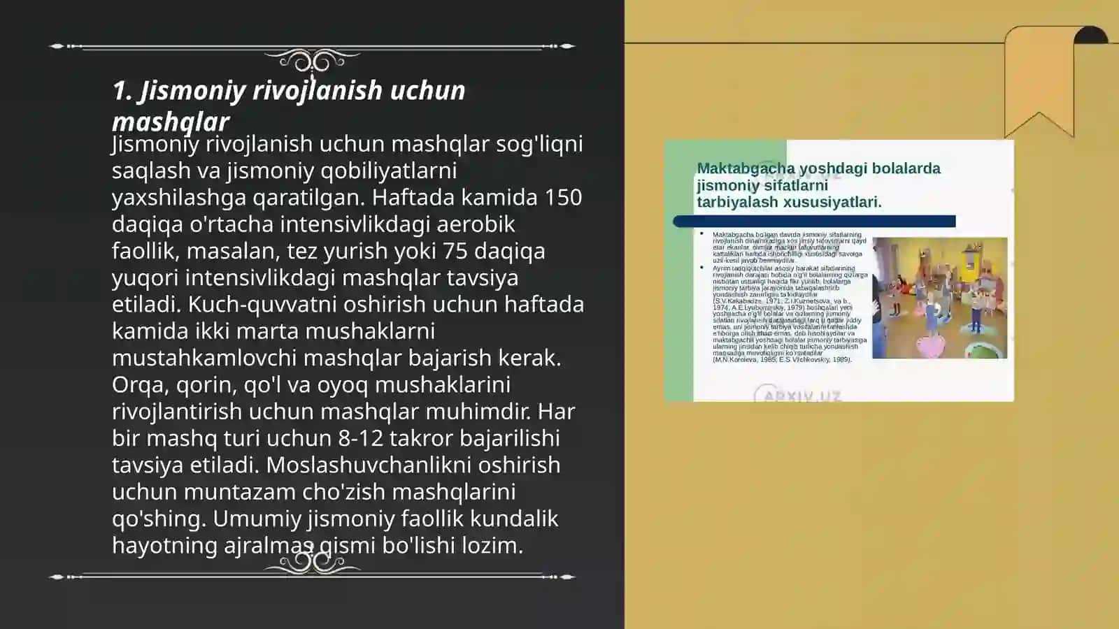 Bolalar jismoniy tarbiyasi mashqlari 3
