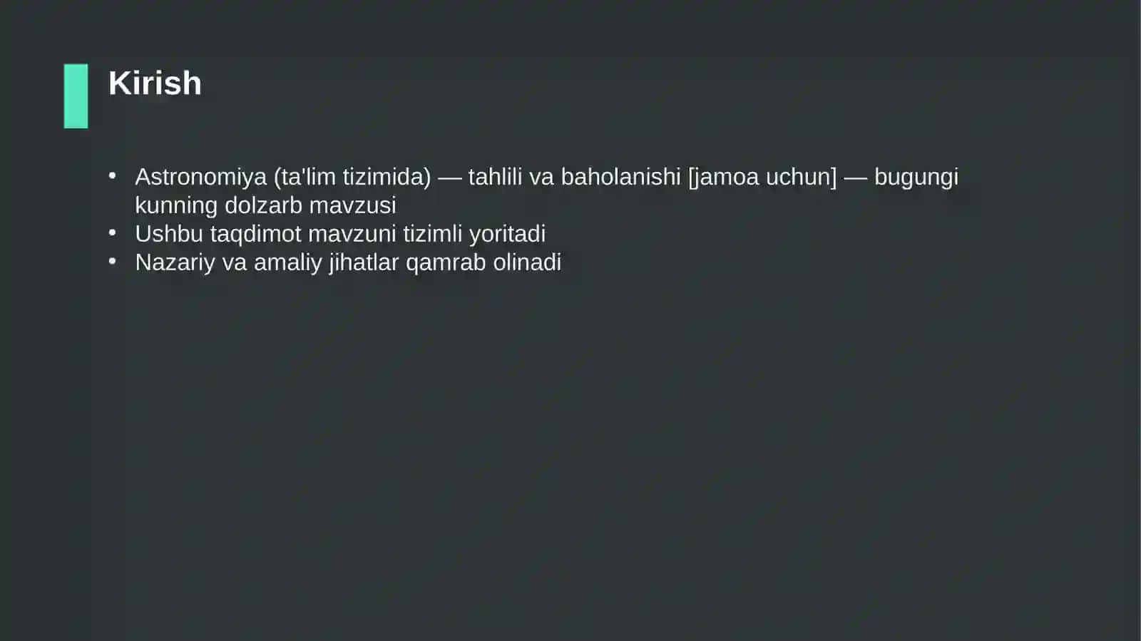 Astronomiya (ta'lim tizimida) — tahlili va baholanishi [jamoa uchun] 3