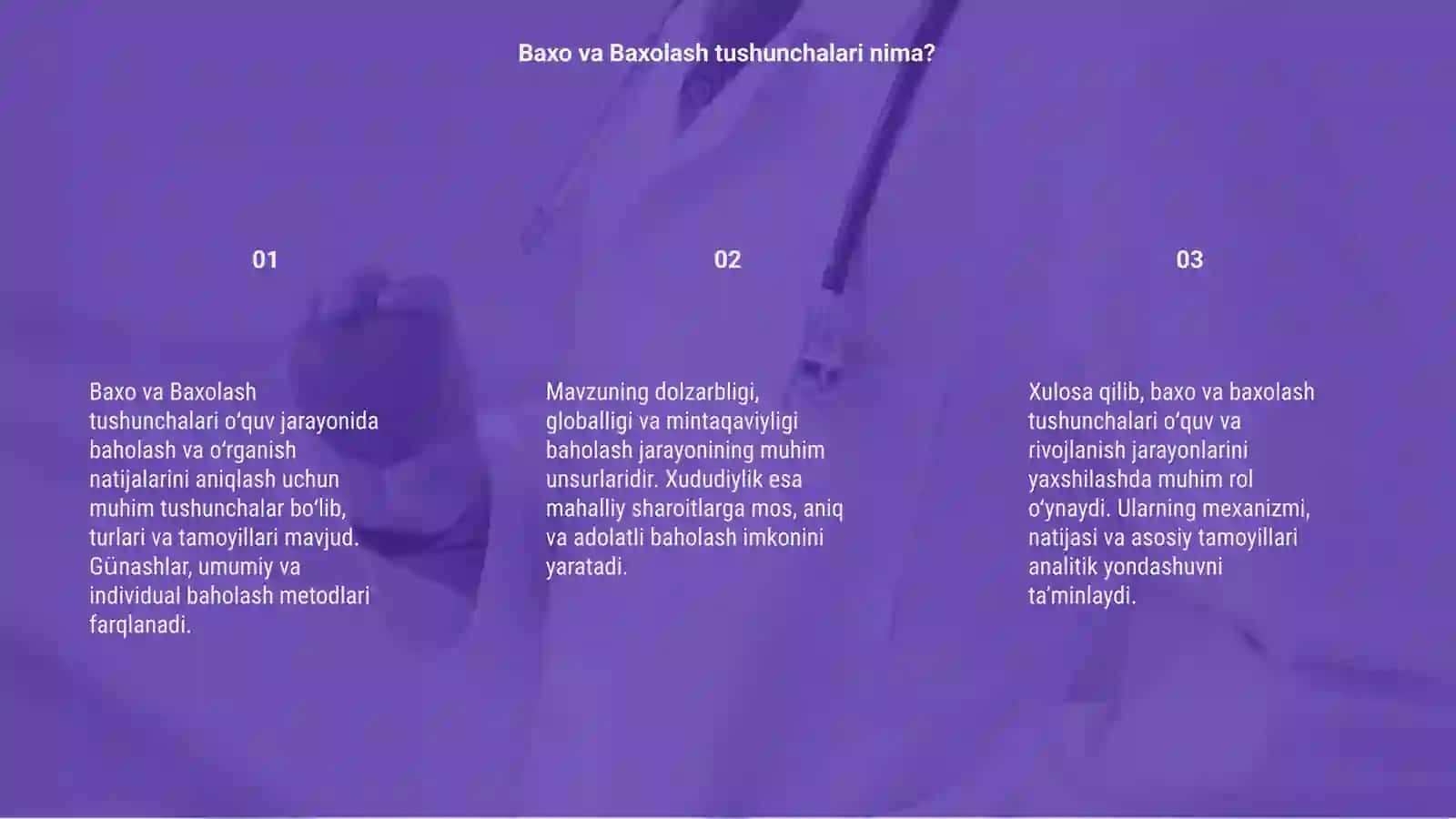 Baxo va Baxolash Tushunchalari 3