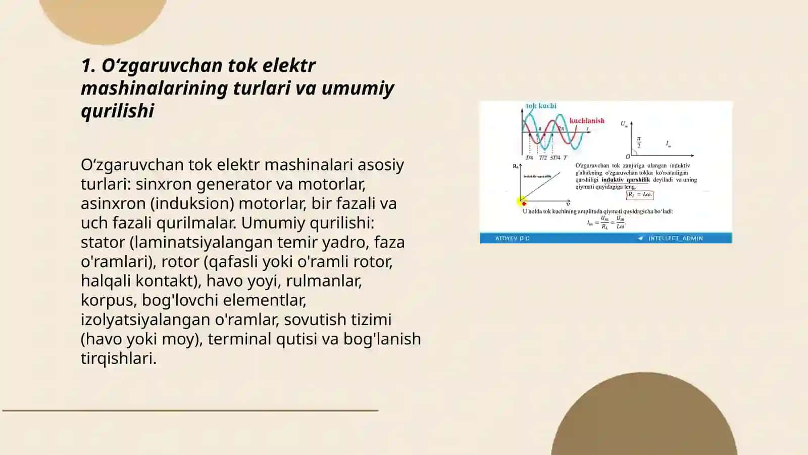 Oʻzgaruvchan tok elektr mashinalari bilan ishlash 3