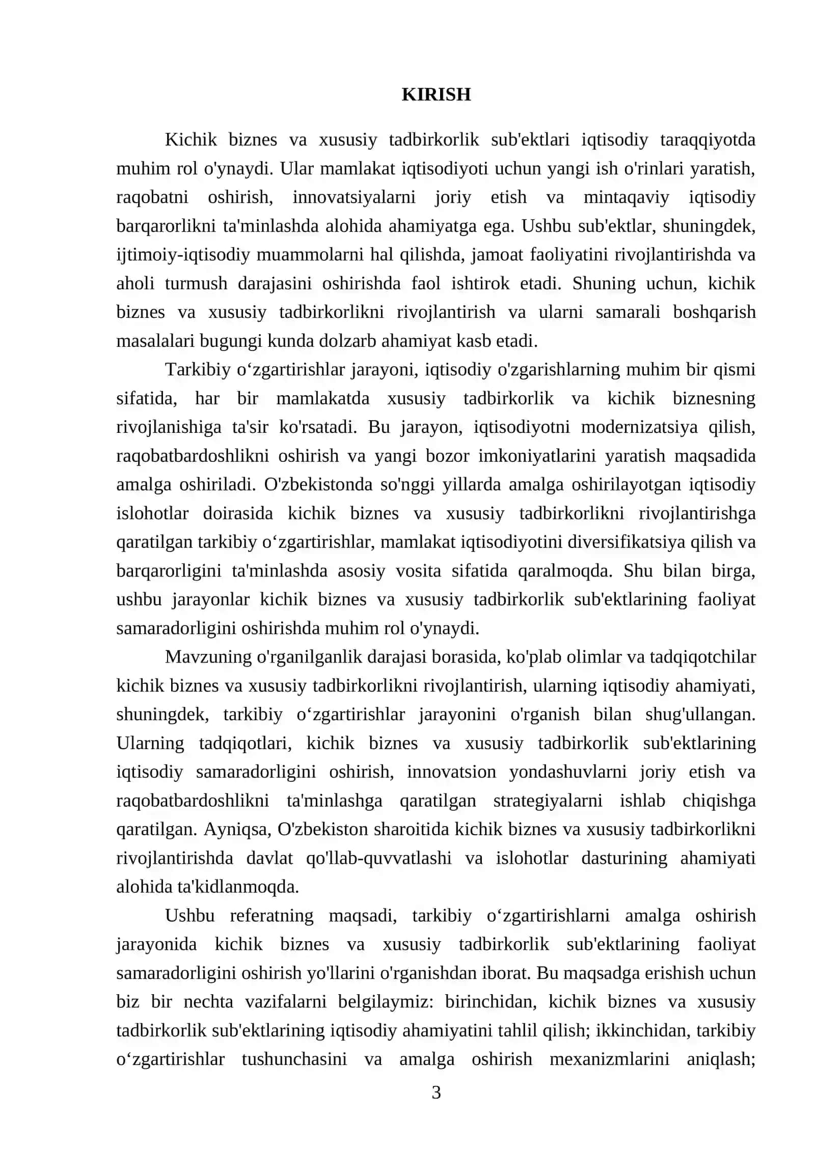 Tarkibiy oʻzgartirishlarni amalga oshirishda kichik biznes va xususiy tadbirkorlik subʼektlari faoliyati samaradorligini amalga oshirish yoʻllari 3