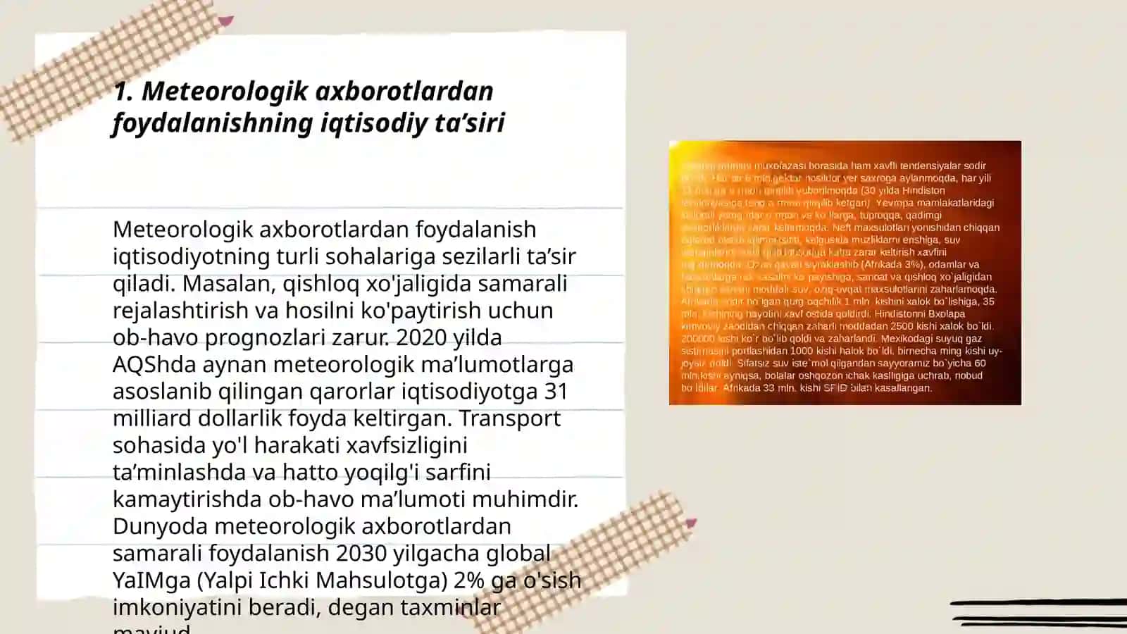 Meteorologik axborotlardan siyosiy va iqtisodiy manfaatlarda foydalanish oqibatlari yuzasidan mulohaza yuritish 3