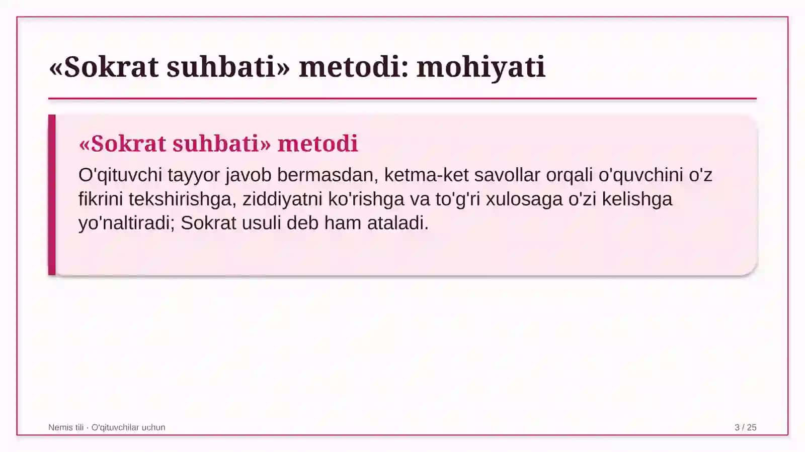 nemis tili darslarida sokrat suhbati metodidan foydalanish 2763 3