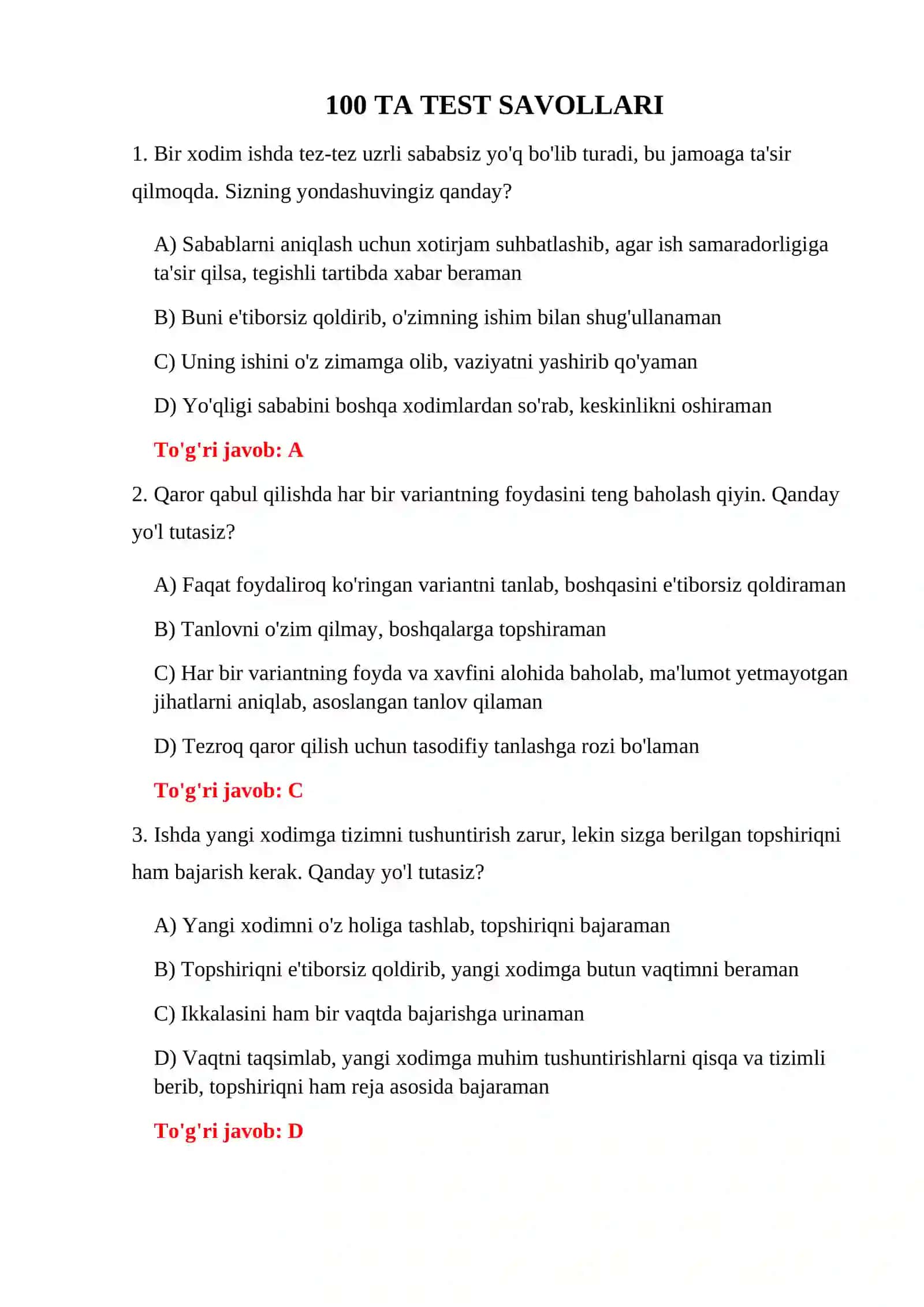 BOJXONA PSIXOLOGIK TEST 100 TA 3