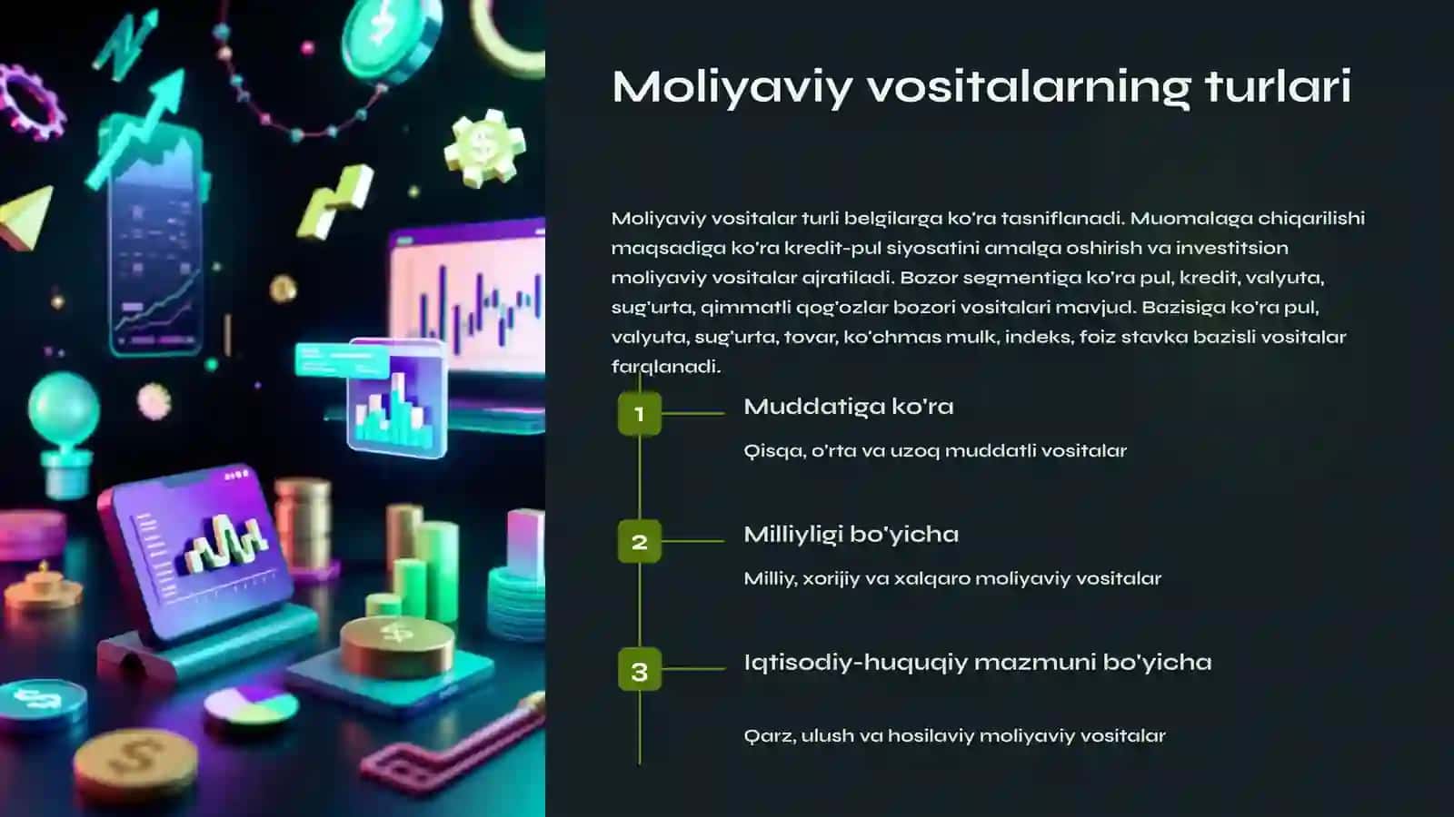 Moliyaviy vositalar investitsiyalarni moliyalashtirishda 3