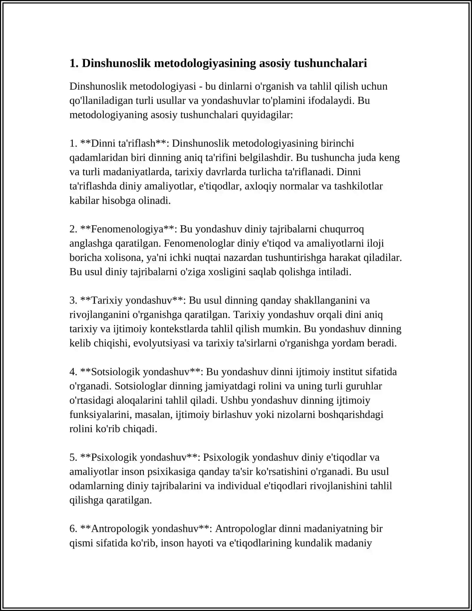 DINSHUNOSLIK METODOLOGIYASI VA DINLARNING TASNIFI 3