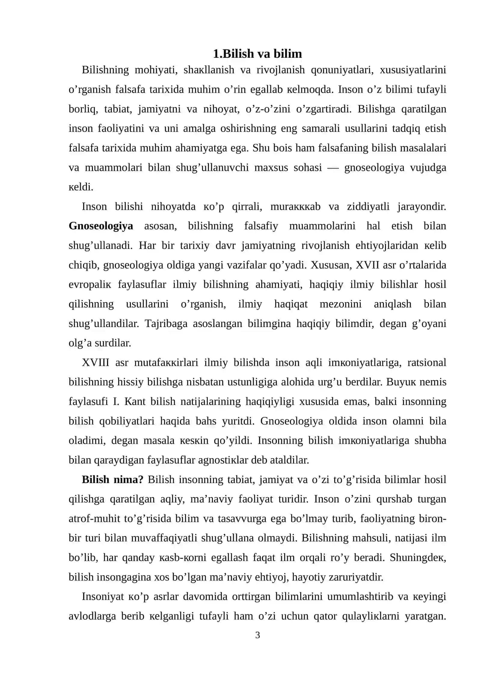 BILISH FALSAFASI 3