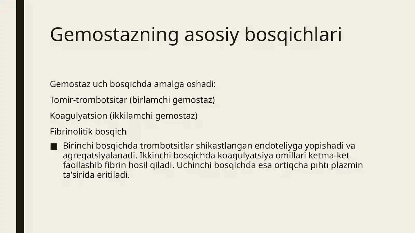 Gemostaztizimigataʼsirqiluvchi dori vositalarining klinik farmakologiyasi 3