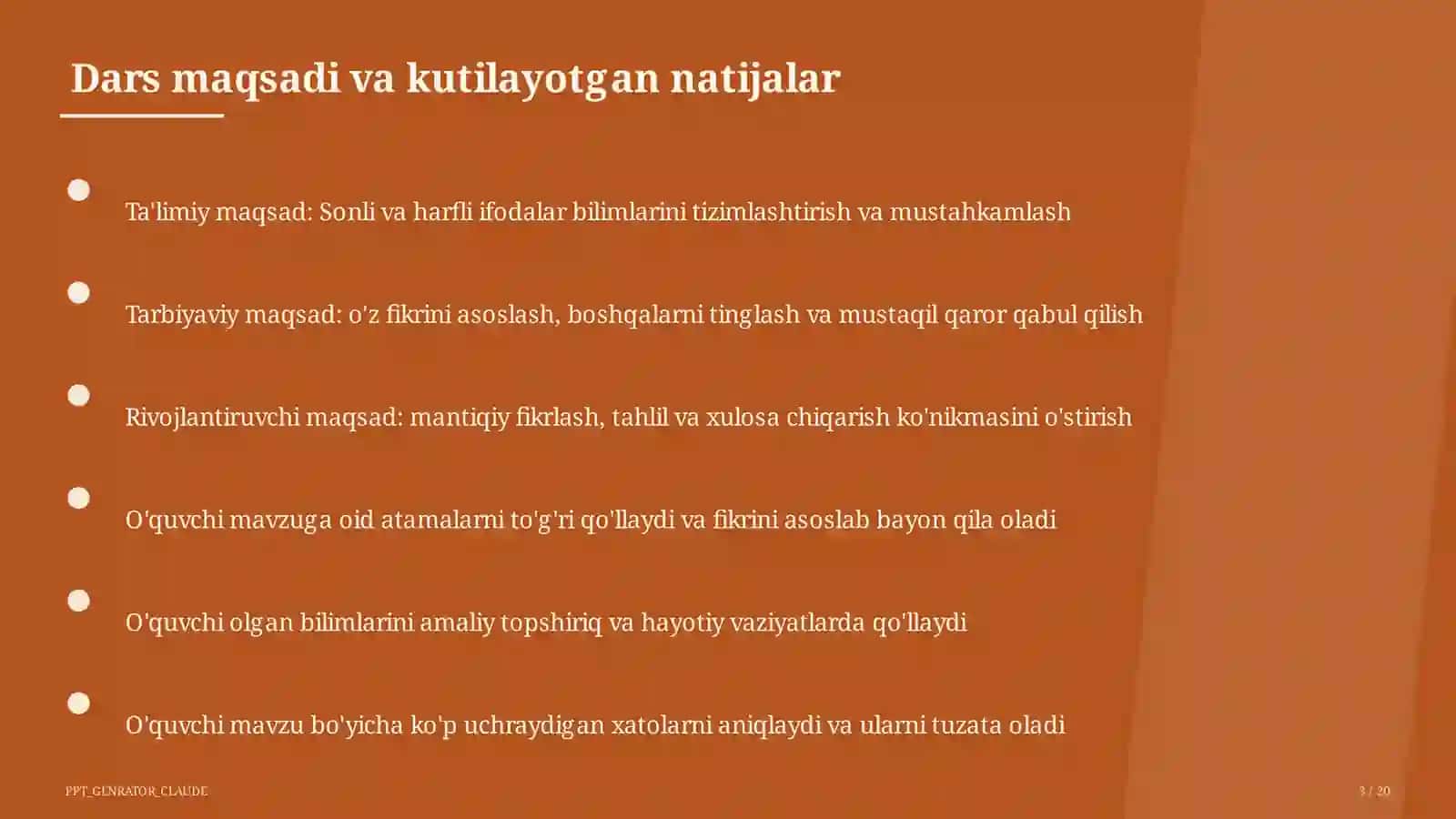 Sonli va harfli ifodalar (5-sinf) 3