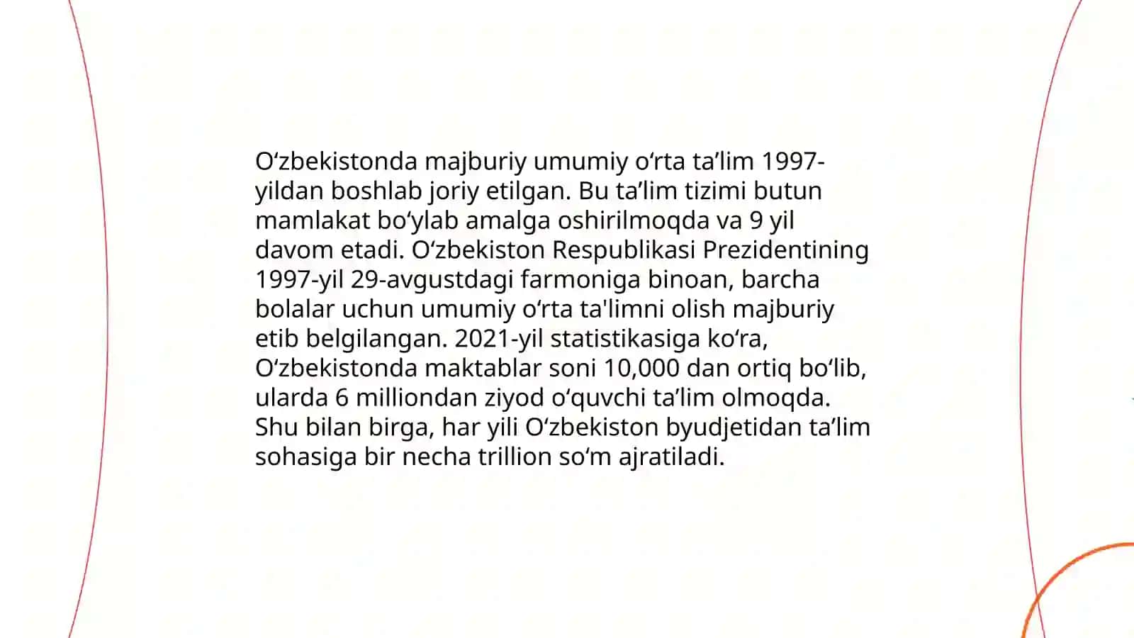 O'zbekiston Respublikasida ta'lim sohasida amalga oshirilgan islohotlar Mengboyeva Savriniso 3