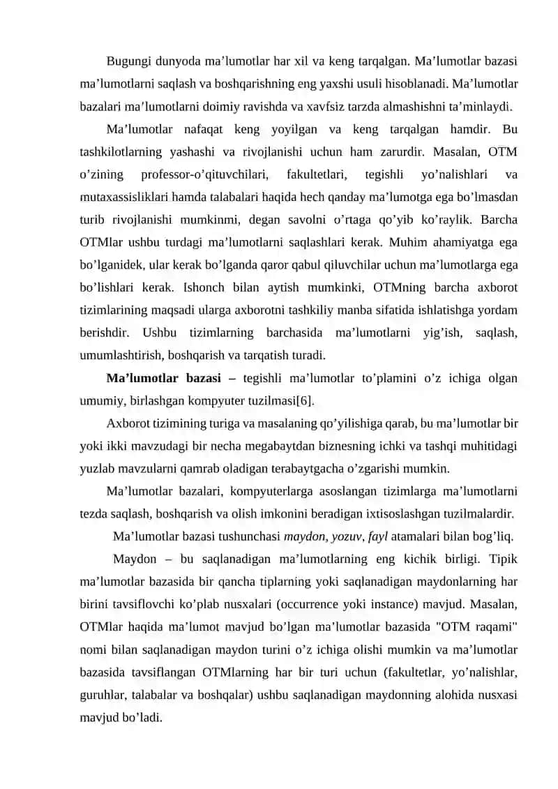 Aeraport ma`lumotlar bazasini loyihalash 3
