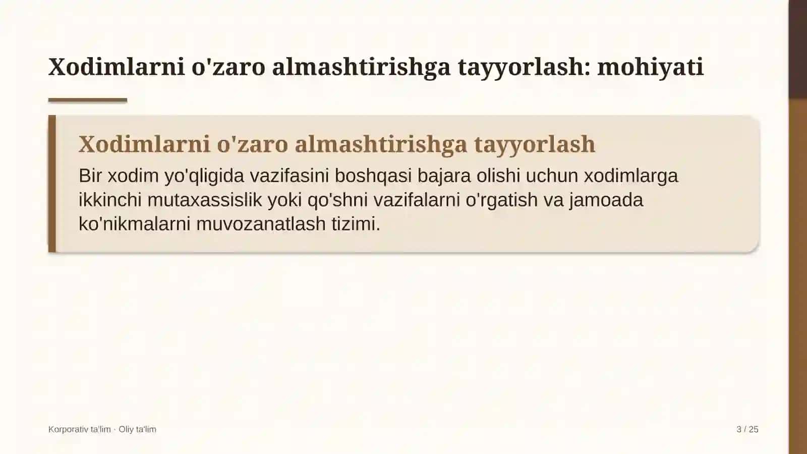elektron tijoratda xodimlarni o'zaro almashtirishga tayyorlash 7947 3