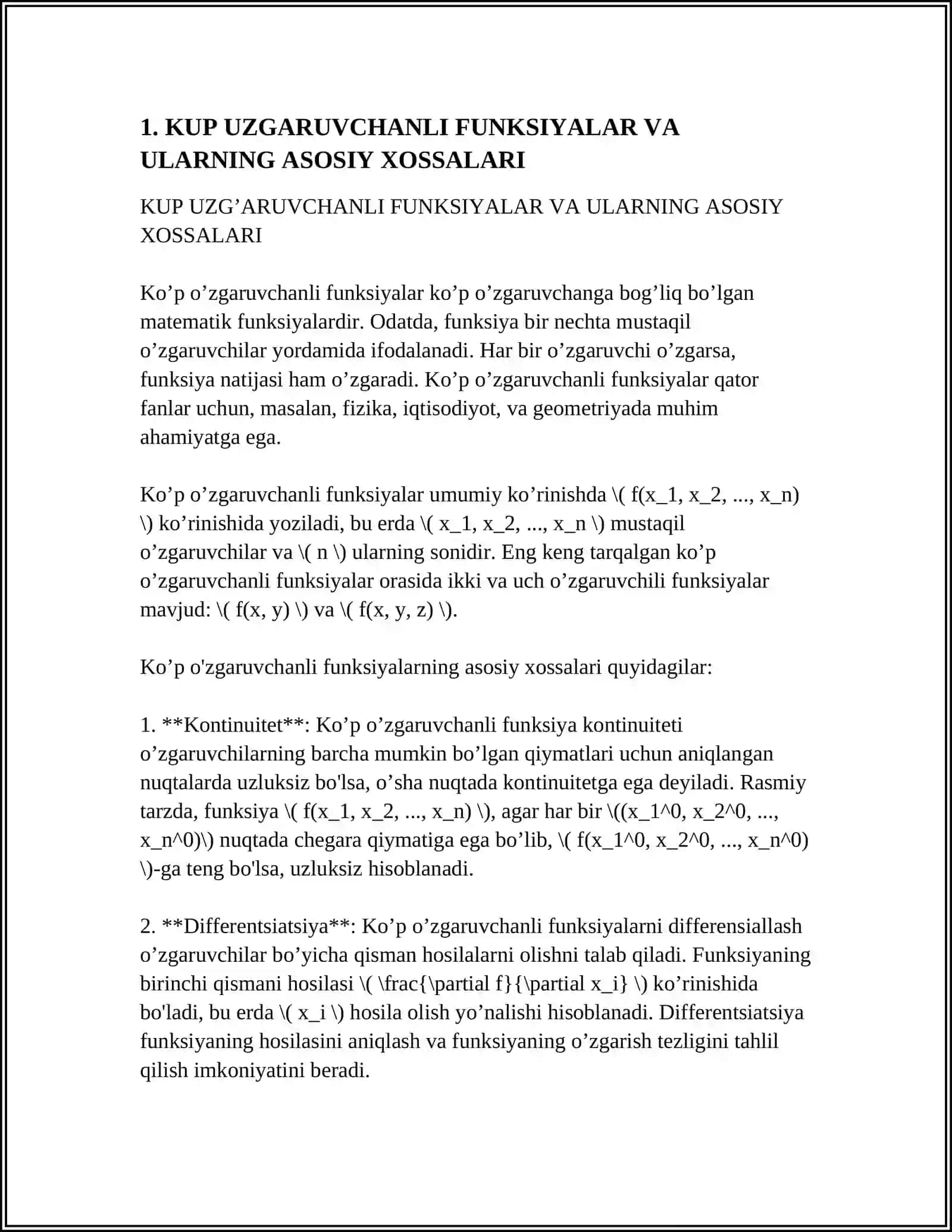 KUP UZGARUVCHANLI FUNKSIYANING IQTISODIY MASALALAR YECHIMIGA TADBIQI 3