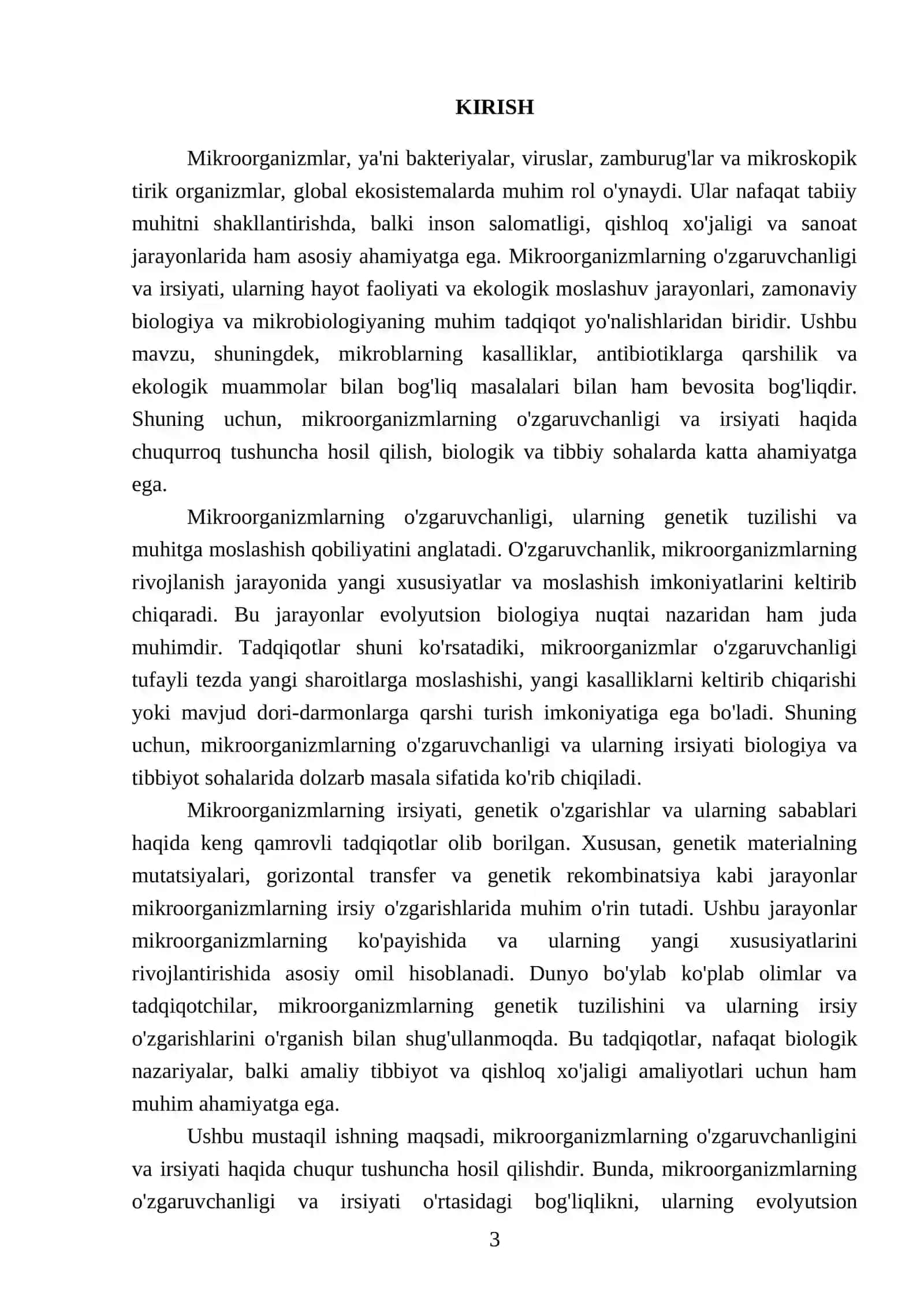 Mikroorganizmlarning o‘zgaruvchanligi va irsiyati 3