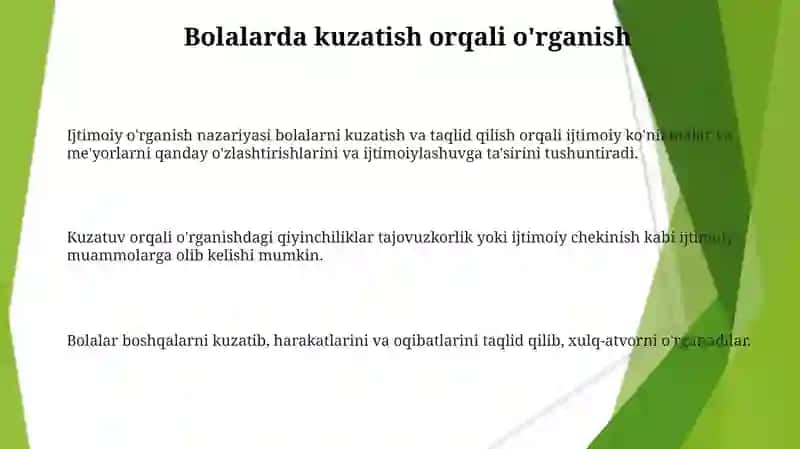 Ijtimoiy o'rganish nazariyasi bolalarni kuzatish va taqlid qilish 3