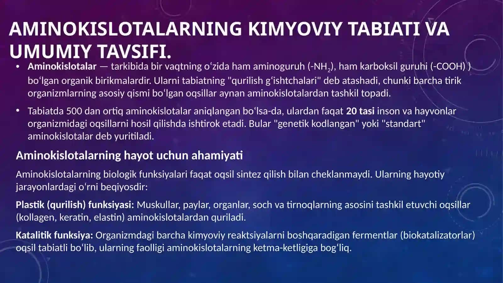 Aminokislotalarning tuzilishi, klassifikatsiyasi 3