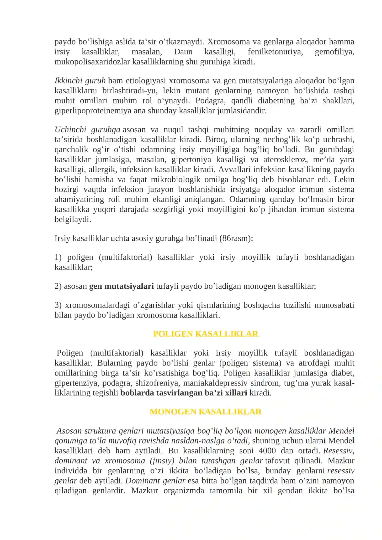 Genetik buzilishlar. Mutatsiya. Mendel buzilishlari. Irsiy ko‘p omilli buzilishlar. Irsiy noklassik monogen kasalliklar 3