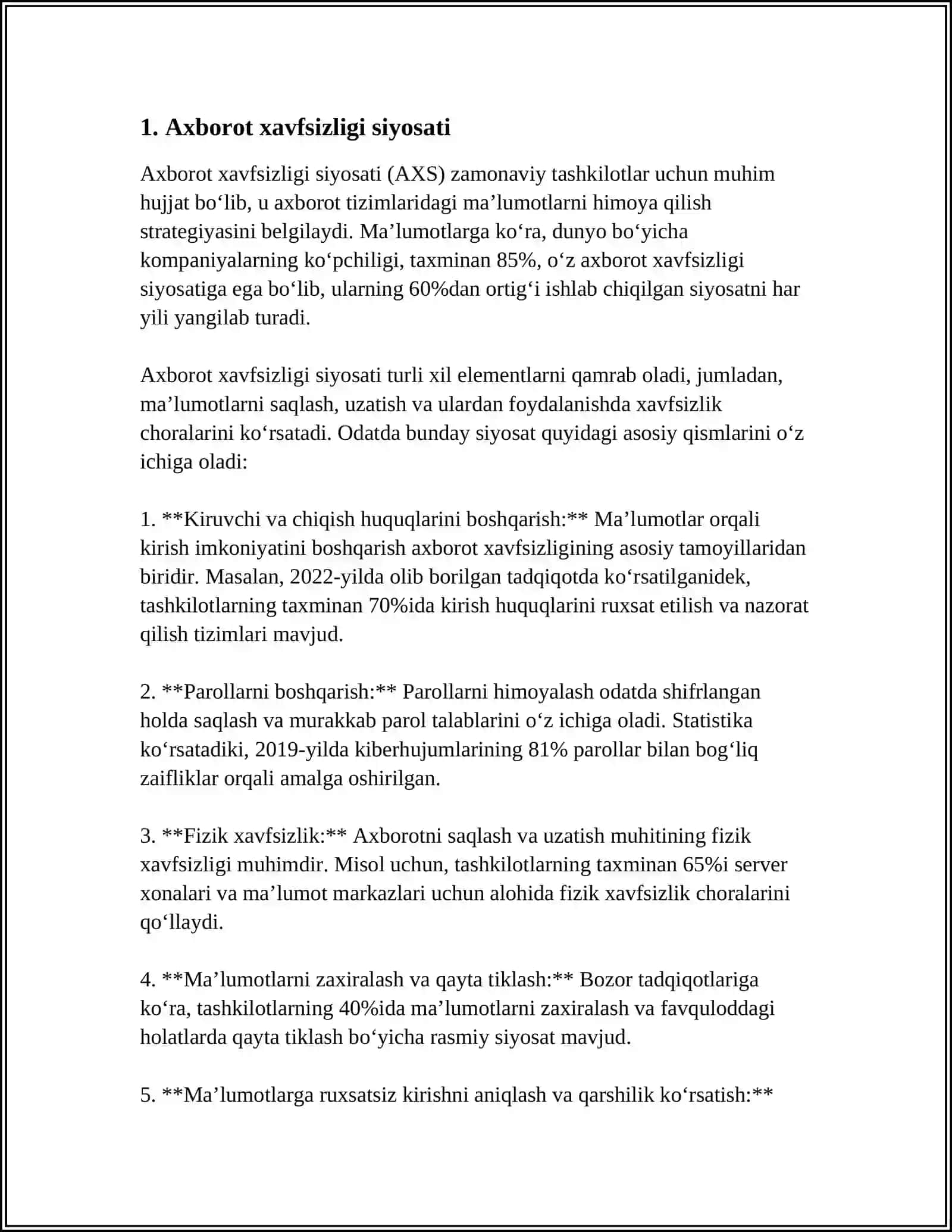 Axborot xavfsizligi siyosati 3