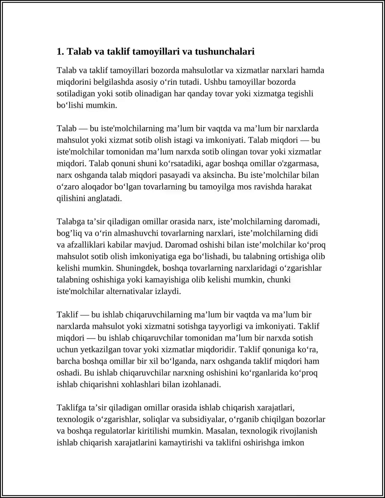 BOZORDA TALAB VA TAKLIFNING SHAKLLANISHI 3