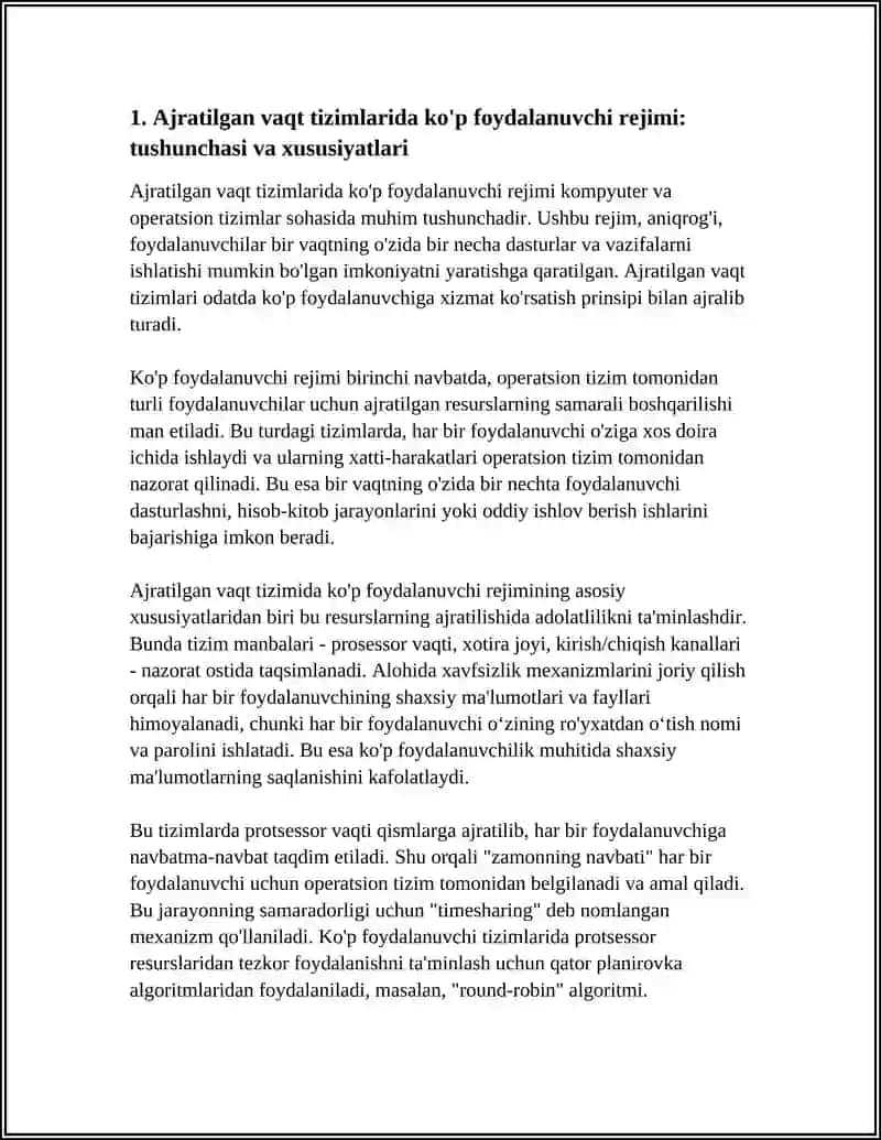 MULTIDASTURLASH.AJRATILGAN VAQT TIZIMLQRIDA KOP FOYDALANUVCHI REJIMI 3