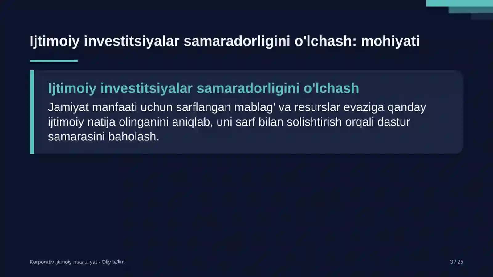 Korporativ Ijtimoiy Mas'uliyat · Oliy Ta'lim 3