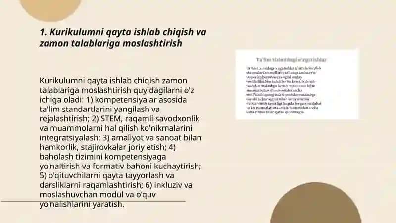 Kurikulumni qayta ishlab chiqish va zamon talablariga moslashtirish 3