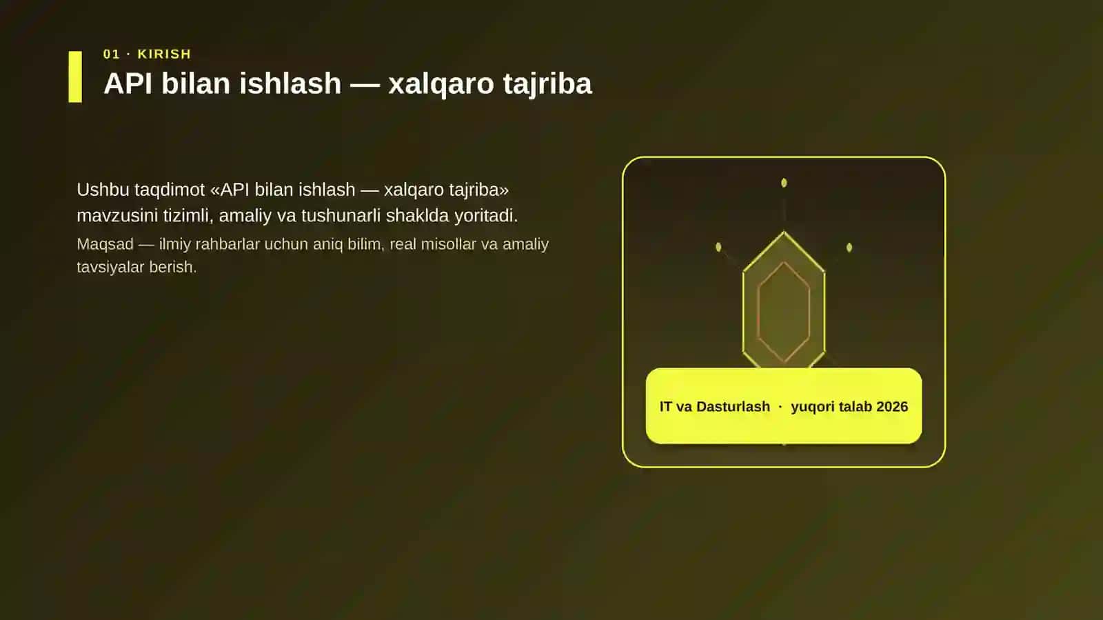 API bilan ishlash — xalqaro tajriba 3