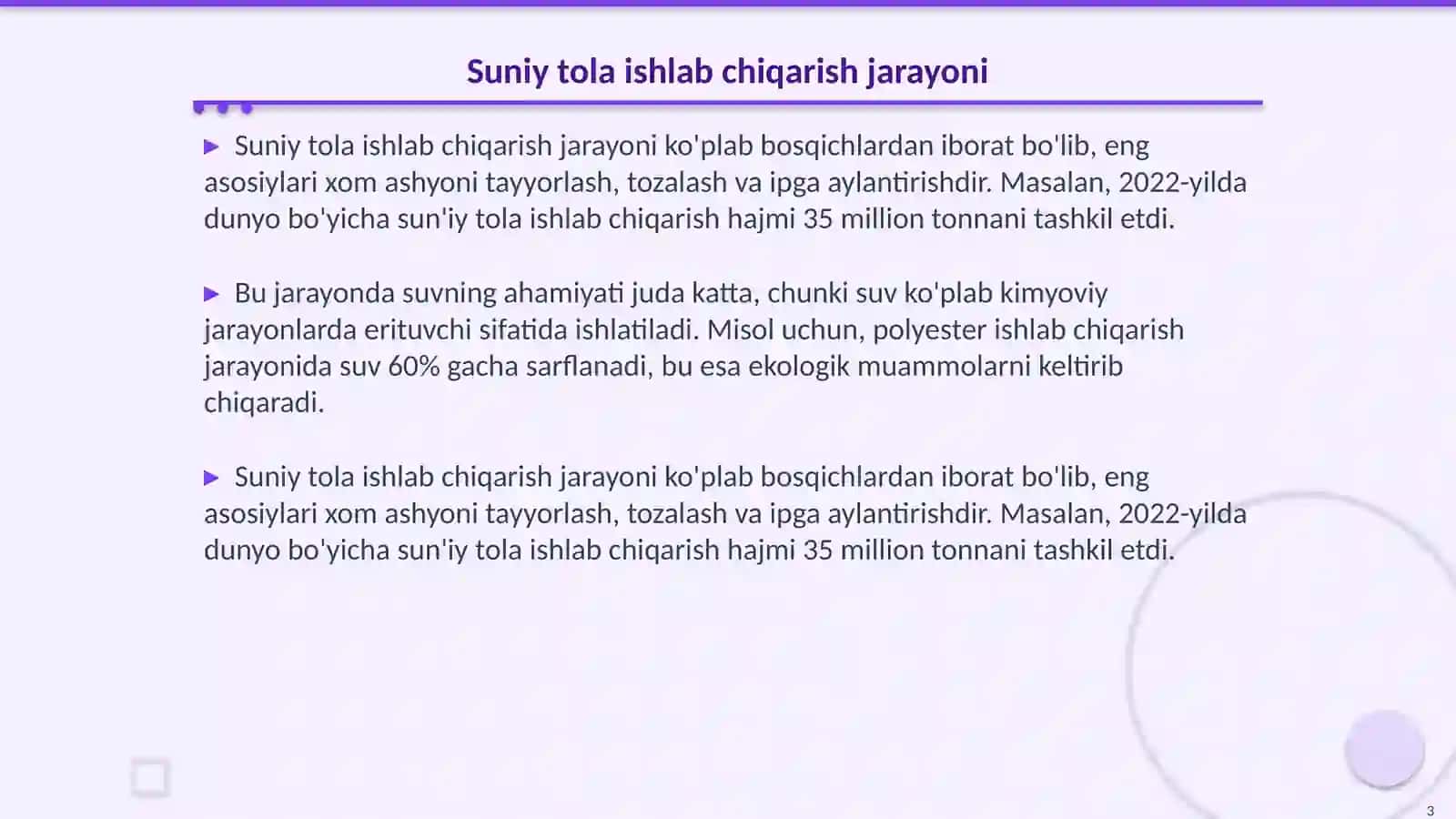 Suniy tola ishlab chiqarishda suvdan foydalanish 3
