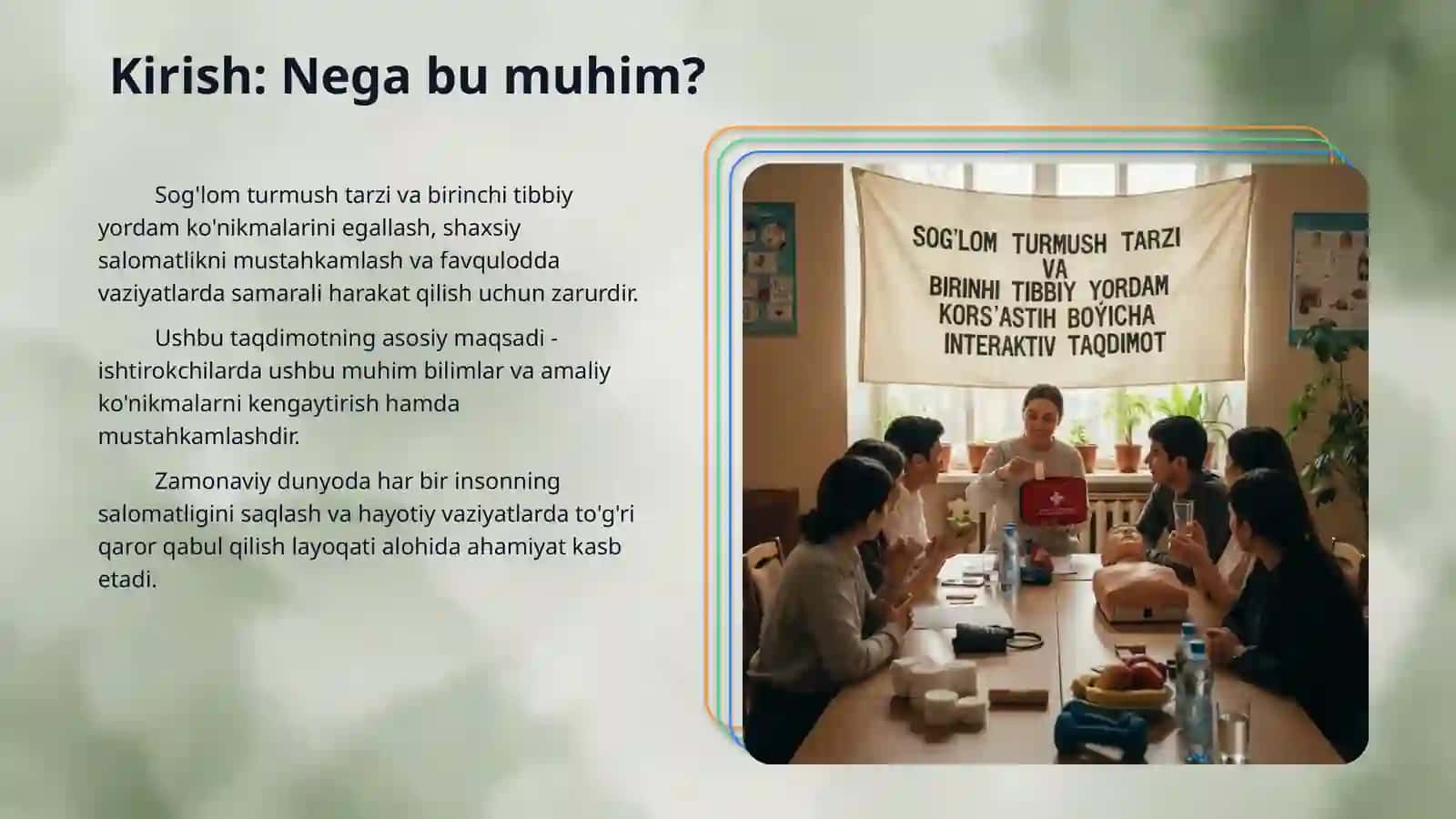Sog'lom turmush tarzi va birinchi tibbiy yordam ko'rsatish bo'yicha interaktiv taqdimot 3