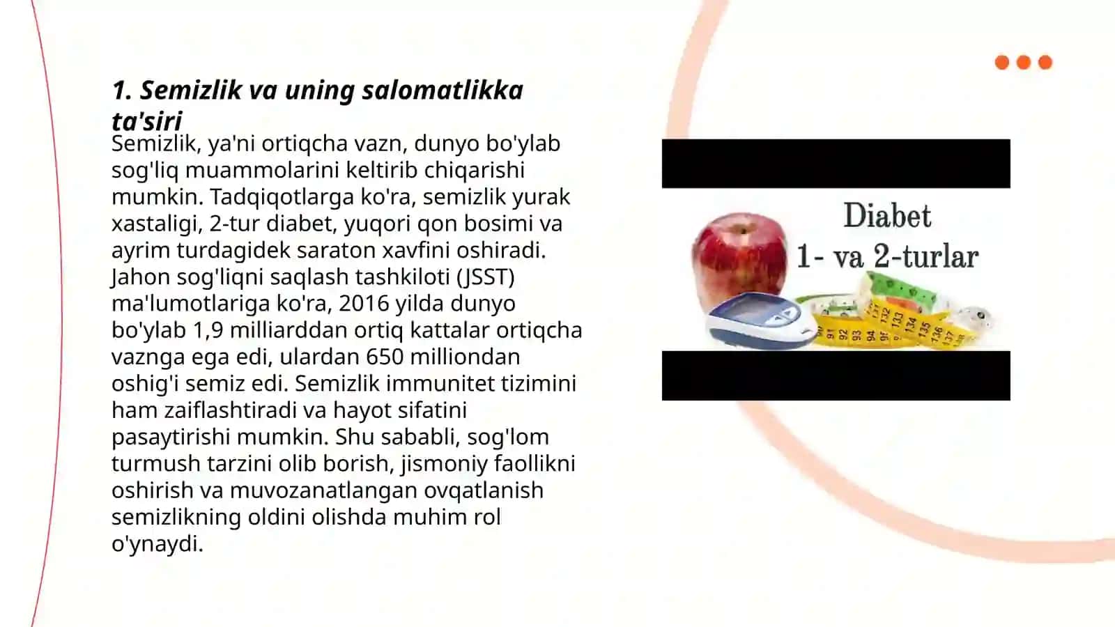 Semizlik, metabolik sindrom va qandli diabetning il turi 3